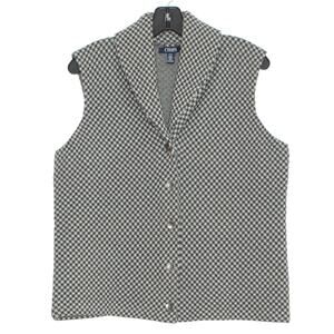 Houndstooth Sweater Vest Shawl Collar Gray L Button Up Preppy Academia Chaps